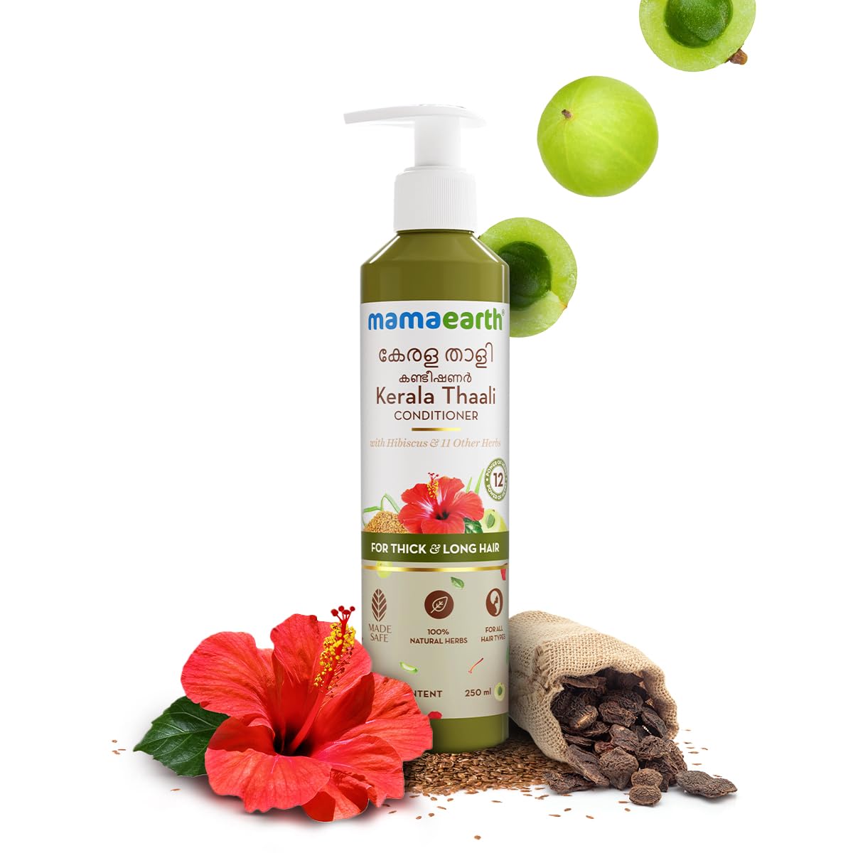 Mamaearth Kerala Thaali Conditioner 250 millilitre with Hibiscus, Amla, Reetha & Methi Dana for Smooth, Thick & Long Hair|Soft & Shiny Hair |12 Potent 100% Natural Herbs |Kerala Expertise