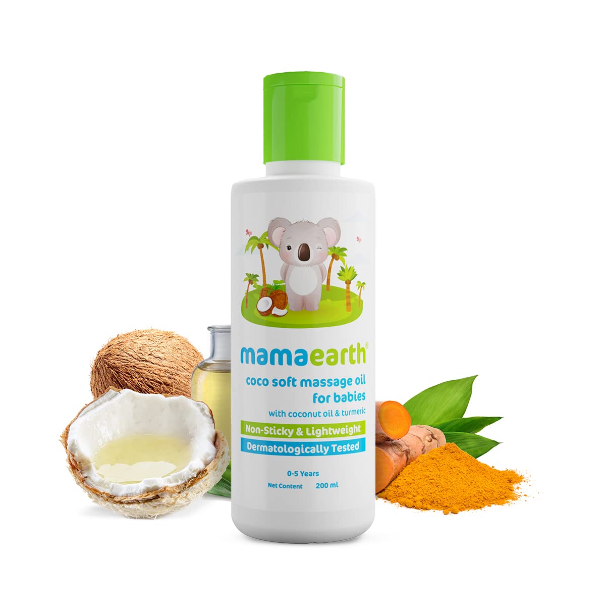 Mamaearth Coco Soft Massage Oil For Babies - 200 ml | Infused with Coconut Oil and Turmeric | Deeply Moisturizes Skin, Soothes Itchiness, Non-Sticky, Dermatologically Tested